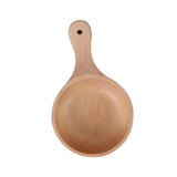 Maxbell Wooden Salad Bowl Round Sturdy with Handle Tableware for Home Kitchen Dining L