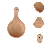 Maxbell Wooden Salad Bowl Round Sturdy with Handle Tableware for Home Kitchen Dining L