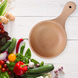 Maxbell Wooden Salad Bowl Round Sturdy with Handle Tableware for Home Kitchen Dining L