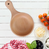 Maxbell Wooden Salad Bowl Round Sturdy with Handle Tableware for Home Kitchen Dining L