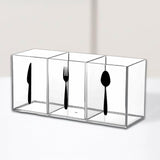 Maxbell Acrylic Desktop Organizer Box 3 Grid Kitchen Utensil Rack for Office Outdoor clear