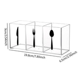 Maxbell Acrylic Desktop Organizer Box 3 Grid Kitchen Utensil Rack for Office Outdoor clear