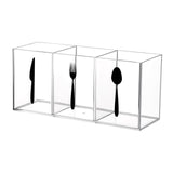 Maxbell Acrylic Desktop Organizer Box 3 Grid Kitchen Utensil Rack for Office Outdoor clear