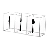 Maxbell Acrylic Desktop Organizer Box 3 Grid Kitchen Utensil Rack for Office Outdoor clear