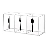 Maxbell Acrylic Desktop Organizer Box 3 Grid Kitchen Utensil Rack for Office Outdoor clear