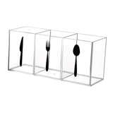 Maxbell Acrylic Desktop Organizer Box 3 Grid Kitchen Utensil Rack for Office Outdoor clear