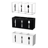 Maxbell Acrylic Desktop Organizer Box 3 Grid Kitchen Utensil Rack for Office Outdoor clear