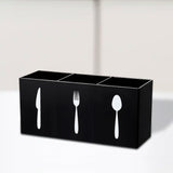 Maxbell Acrylic Desktop Organizer Box 3 Grid Kitchen Utensil Rack for Office Outdoor black