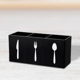 Maxbell Acrylic Desktop Organizer Box 3 Grid Kitchen Utensil Rack for Office Outdoor black