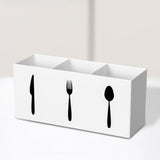Maxbell Acrylic Desktop Organizer Box 3 Grid Kitchen Utensil Rack for Office Outdoor white