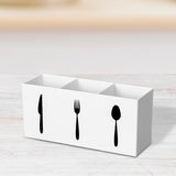 Maxbell Acrylic Desktop Organizer Box 3 Grid Kitchen Utensil Rack for Office Outdoor white