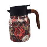 Maxbell Vacuum Kettle Floral Teapot Portable Hot Water Bottle for Party Home Kitchen red