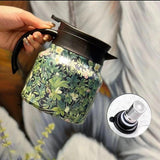 Maxbell Vacuum Kettle Floral Teapot Portable Hot Water Bottle for Party Home Kitchen green