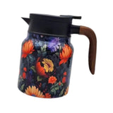 Maxbell Vacuum Kettle Floral Teapot Portable Hot Water Bottle for Party Home Kitchen orange