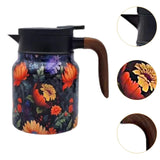 Maxbell Vacuum Kettle Floral Teapot Portable Hot Water Bottle for Party Home Kitchen orange