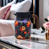Maxbell Vacuum Kettle Floral Teapot Portable Hot Water Bottle for Party Home Kitchen orange