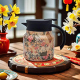 Maxbell Vacuum Kettle Floral Teapot Portable Hot Water Bottle for Party Home Kitchen pink