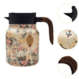 Maxbell Vacuum Kettle Floral Teapot Portable Hot Water Bottle for Party Home Kitchen pink
