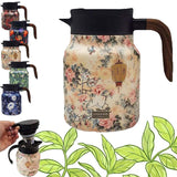 Maxbell Vacuum Kettle Floral Teapot Portable Hot Water Bottle for Party Home Kitchen pink