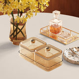 Maxbell Dried Fruit Plate Divided Serving Platter for Living Room Dining Room Snacks yellow 2 grids