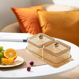 Maxbell Dried Fruit Plate Divided Serving Platter for Living Room Dining Room Snacks yellow 2 grids