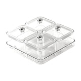 Maxbell Dried Fruit Plate Divided Serving Platter for Living Room Dining Room Snacks white 4 grids