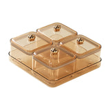 Maxbell Dried Fruit Plate Divided Serving Platter for Living Room Dining Room Snacks yellow 4 grids