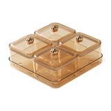 Maxbell Dried Fruit Plate Divided Serving Platter for Living Room Dining Room Snacks yellow 4 grids