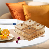 Maxbell Dried Fruit Plate Divided Serving Platter for Living Room Dining Room Snacks yellow 4 grids