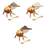 Maxbell Bee Shaped Honey Jar with Spoon Container for Festive Kitchen Condiments Oil Black White