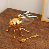 Maxbell Bee Shaped Honey Jar with Spoon Container for Festive Kitchen Condiments Oil Black White