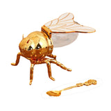 Maxbell Bee Shaped Honey Jar with Spoon Container for Festive Kitchen Condiments Oil White