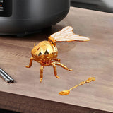 Maxbell Bee Shaped Honey Jar with Spoon Container for Festive Kitchen Condiments Oil White