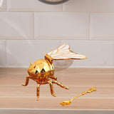 Maxbell Bee Shaped Honey Jar with Spoon Container for Festive Kitchen Condiments Oil White