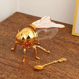 Maxbell Bee Shaped Honey Jar with Spoon Container for Festive Kitchen Condiments Oil White