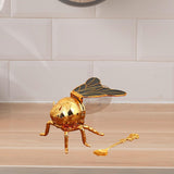 Maxbell Bee Shaped Honey Jar with Spoon Container for Festive Kitchen Condiments Oil Black