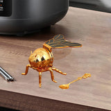 Maxbell Bee Shaped Honey Jar with Spoon Container for Festive Kitchen Condiments Oil Black