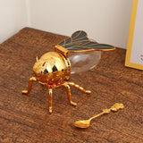 Maxbell Bee Shaped Honey Jar with Spoon Container for Festive Kitchen Condiments Oil Black