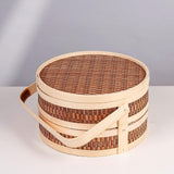 Maxbell Bamboo Basket Handheld Travel Transport Container for Pastries Snacks Fruits