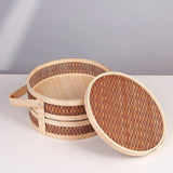 Maxbell Bamboo Basket Handheld Travel Transport Container for Pastries Snacks Fruits