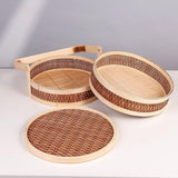Maxbell Bamboo Basket Handheld Travel Transport Container for Pastries Snacks Fruits