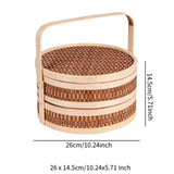 Maxbell Bamboo Basket Handheld Travel Transport Container for Pastries Snacks Fruits