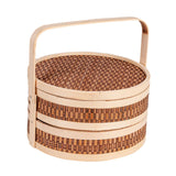 Maxbell Bamboo Basket Handheld Travel Transport Container for Pastries Snacks Fruits