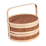 Maxbell Bamboo Basket Handheld Travel Transport Container for Pastries Snacks Fruits