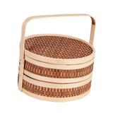 Maxbell Bamboo Basket Handheld Travel Transport Container for Pastries Snacks Fruits