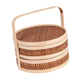 Maxbell Bamboo Basket Handheld Travel Transport Container for Pastries Snacks Fruits