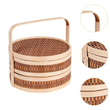 Maxbell Bamboo Basket Handheld Travel Transport Container for Pastries Snacks Fruits