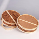 Maxbell Bamboo Basket Handheld Travel Transport Container for Pastries Snacks Fruits