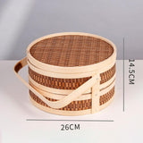 Maxbell Bamboo Basket Handheld Travel Transport Container for Pastries Snacks Fruits