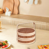 Maxbell Bamboo Basket Handheld Travel Transport Container for Pastries Snacks Fruits